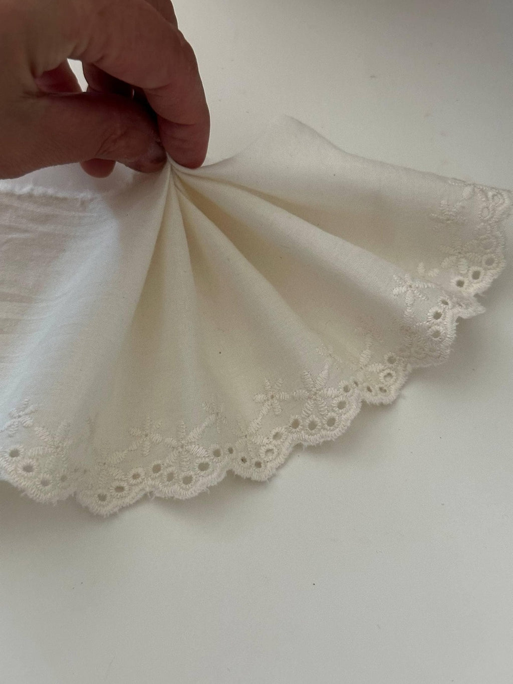 2Yds Non-Stretch 4" Off-White Cotton Eyelet Embroidered Lace Trim Wholesale
