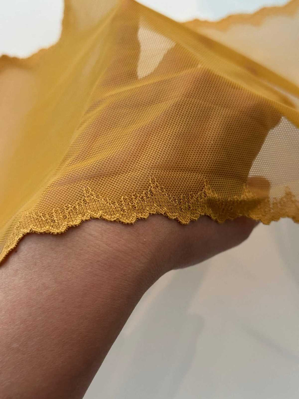 1 yard Honey Gold Stretch Mesh Lace Trim, 8.5" Wide Ribbon, Bulk Clearance Coquette Y2K Lace, Lingerie Lace, DIY Sewing, Retail Wholesale