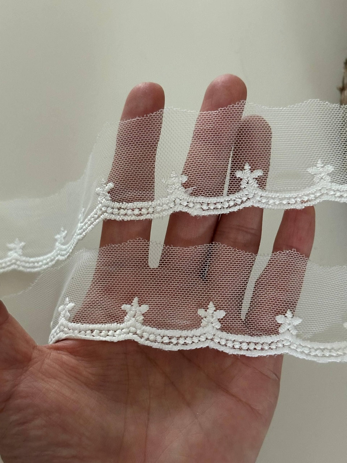 10yds White Mesh Floral Lace, 1.3" Embroidered Ribbon, Bulk Clearance Coquette Y2K Lace, Garment Trim, DIY Sewing, Retail Wholesale