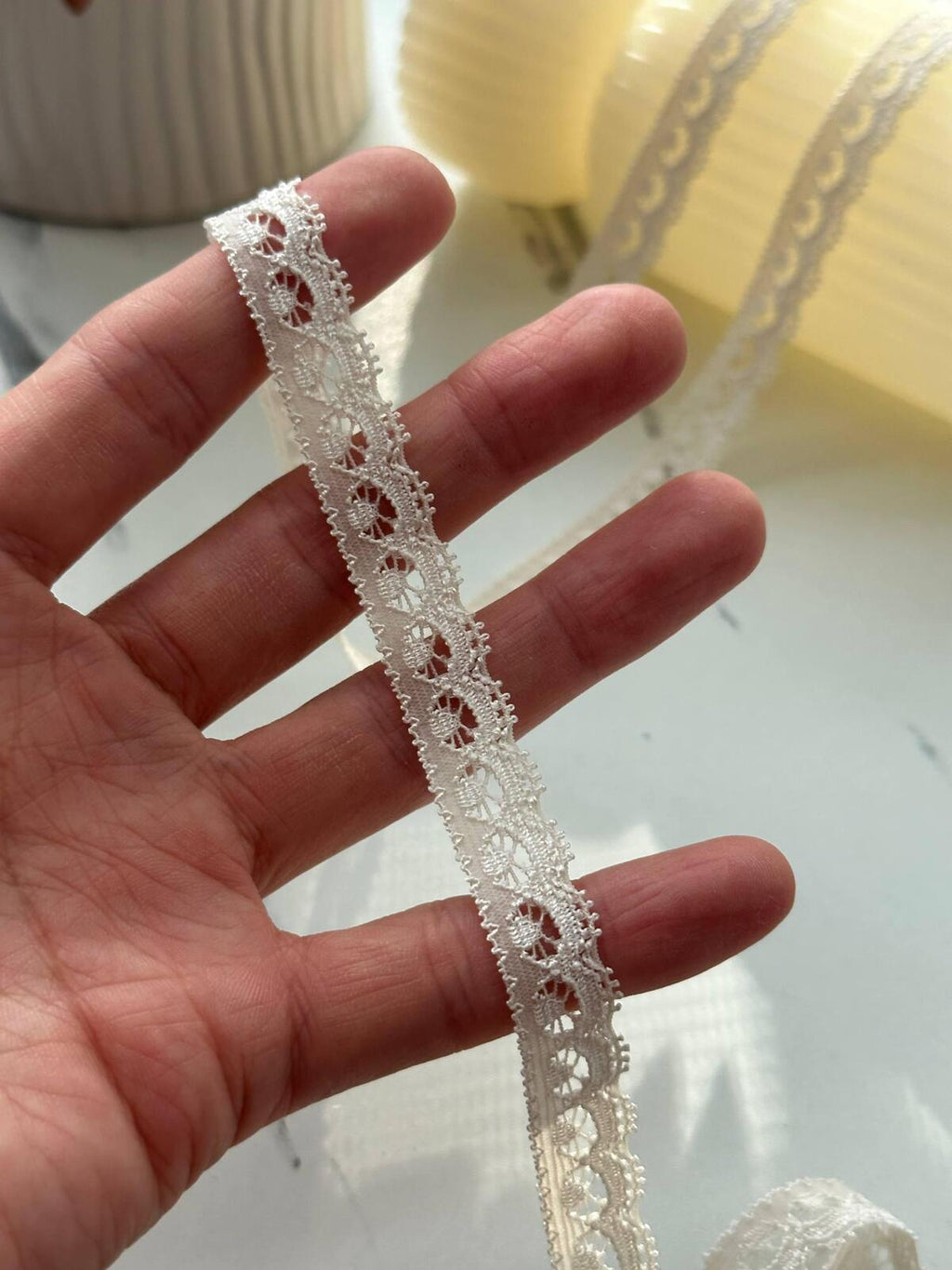 10Yds Japan  Stretch 0.45" Off-White  Eyelash Stretch Lace Wholesale