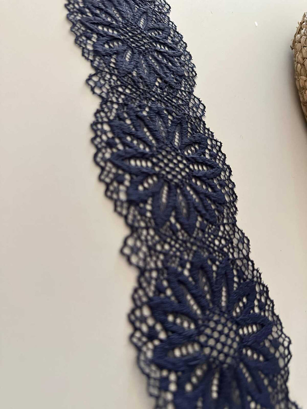 10yds Navy Blue Floral Stretch Lace Trim, 2.8" Elastic Ribbon, Bulk Clearance Coquette Y2K Lace, Lingerie Lace, DIY Sewing, Retail Wholesale