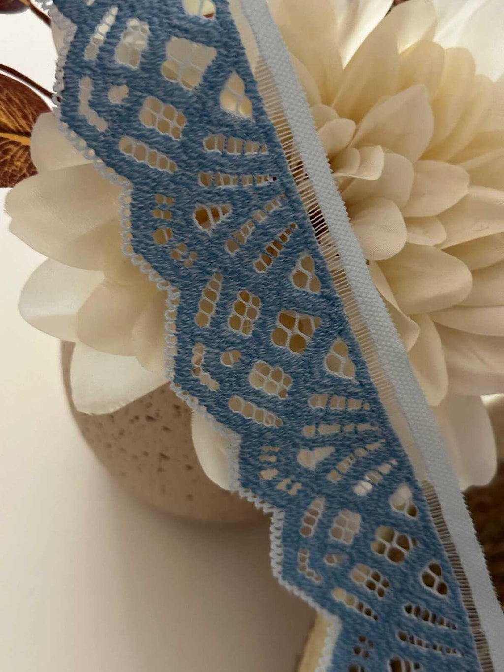 6Yds Stretch 2" Light Blue Geometric Eyelet Lace Trim, Craft Sewing Wholesale