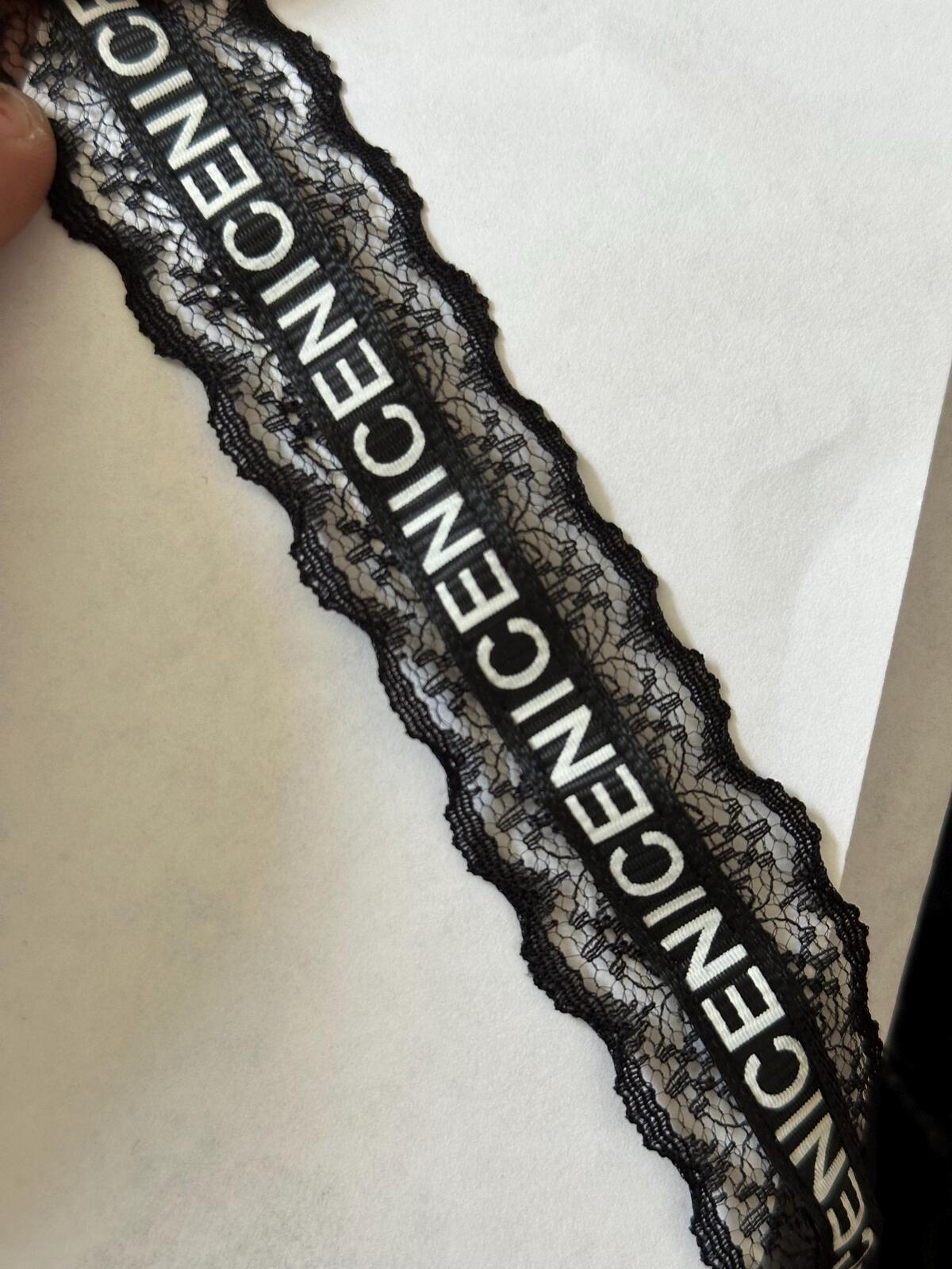 10Yds Non-Stretch 0.8" Black Letter Printed Mesh Lace Trim, Craft Wholesale