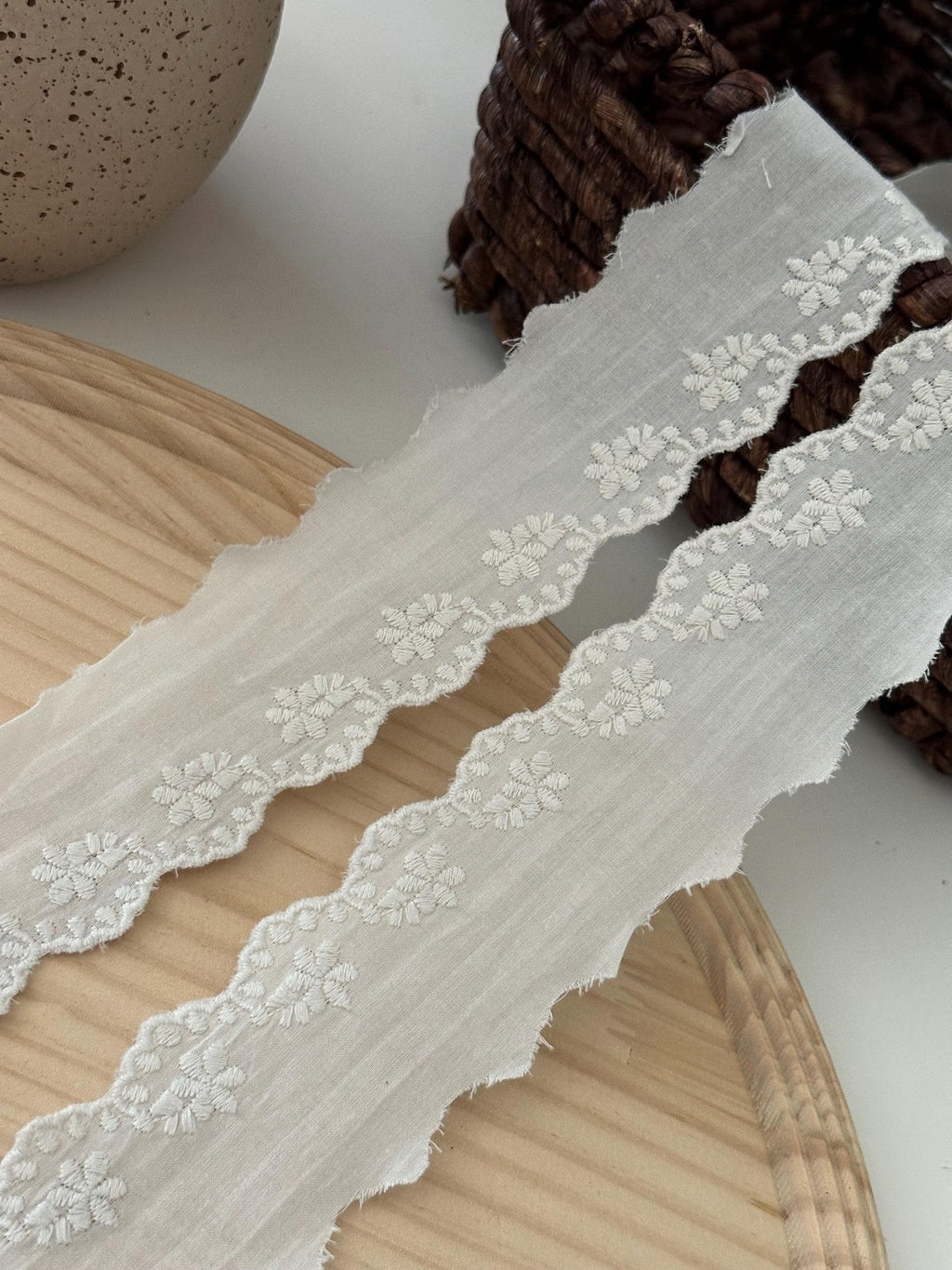 5Yds Non-Stretch 1.7" Off-White Cotton Floral Eyelet Lace Trim Wholesale