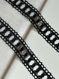 Black Bowknot Guipure Lace Trim by Yard, Water Soluble Ribbon, Soft Skin Friendly Coquette Craft Supply, 1", Retail Wholesale Bulk