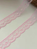 10yds Pink Heart Lace Trim, 1" Non-Stretch Ribbon, Bulk Clearance Coquette Y2K Lace, Garment Trim, DIY Sewing, Retail Wholesale