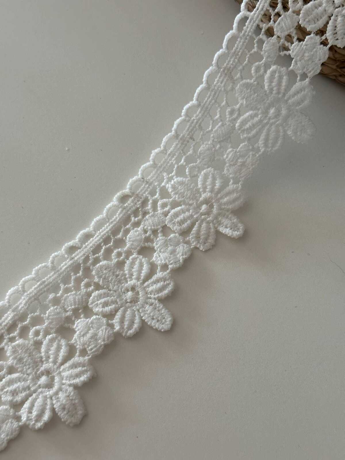 10yds White Guipure Floral Lace Trim, 2" Daisy Ribbon, Bulk Clearance Coquette Y2K Lace, Garment Trim, DIY Sewing, Retail Wholesale