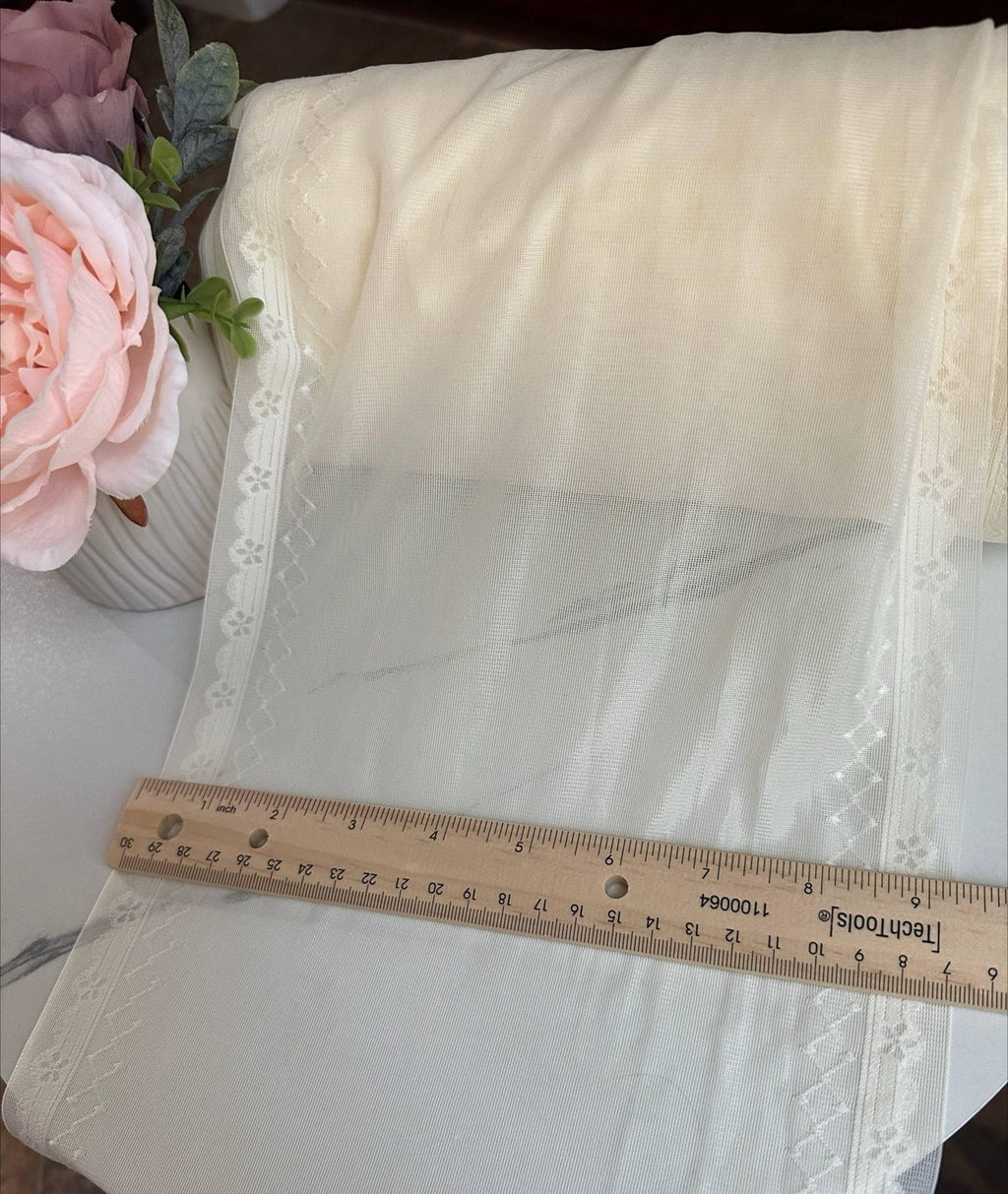 Ivory Seamless Mesh Lace Trim, 9" Lingerie Stretch, Bulk Clearance Coquette Y2K Lace, Underwear Trim, DIY Sewing, Retail Wholesale