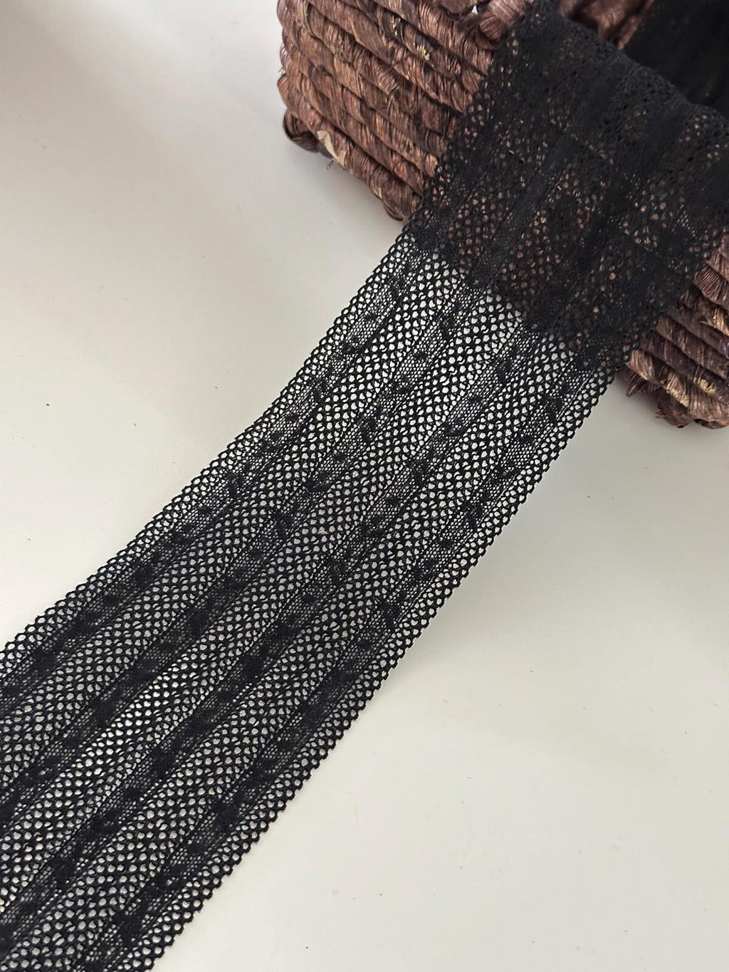 3Yds Stretch 3" Black Mesh Geometric Pattern Stretch Lace Trim, Wholesale