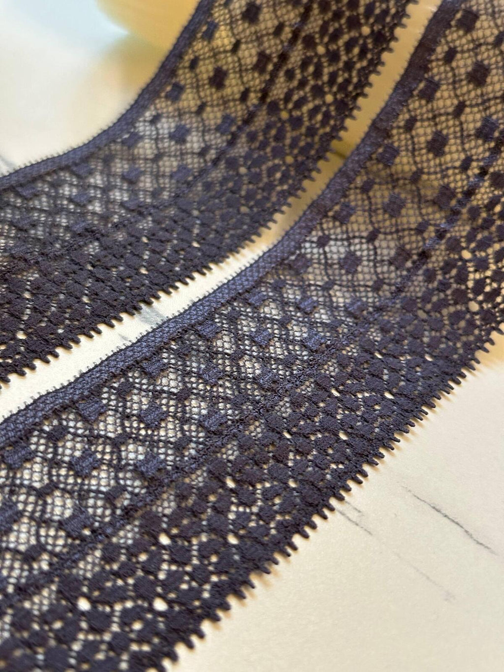 Soft Slate Charcoal Blue Textured Dot Stretch Lace Trim by the Yard, Micro Elastic Ribbon for Crafts, 1.85", Retail Wholesale Bulk