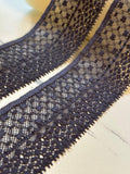 Soft Slate Charcoal Blue Textured Dot Stretch Lace Trim by the Yard, Micro Elastic Ribbon for Crafts, 1.85", Retail Wholesale Bulk