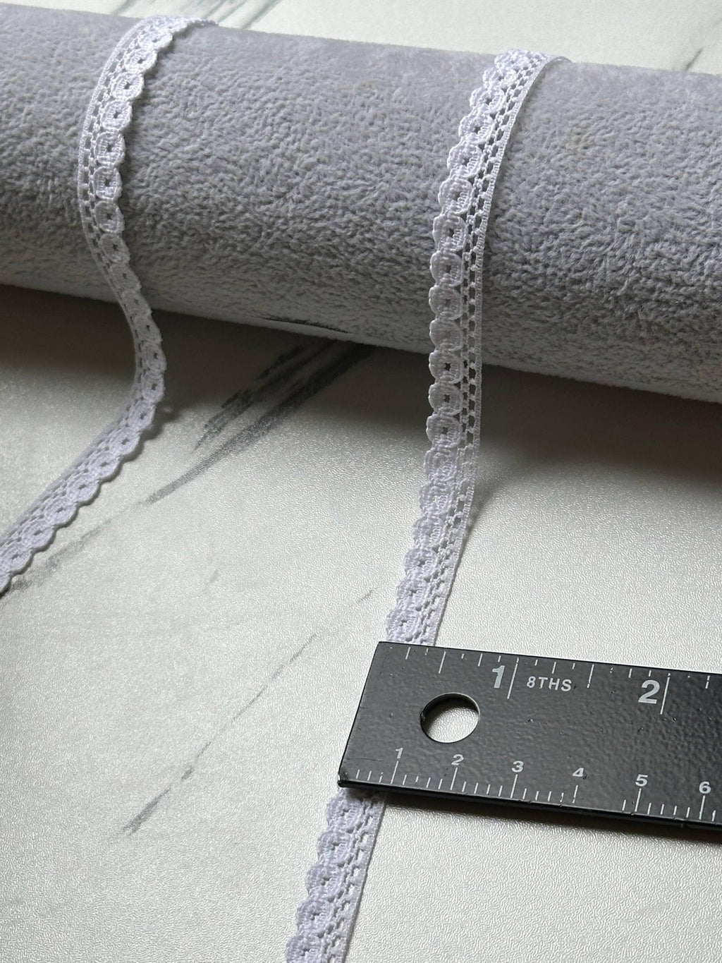 10yds Classic Pure White Delicate Circle Eyelet Non Stretch Lace Trim by Yard, Narrow Scalloped Ribbon for Crafts, 0.75", Retail Wholesale