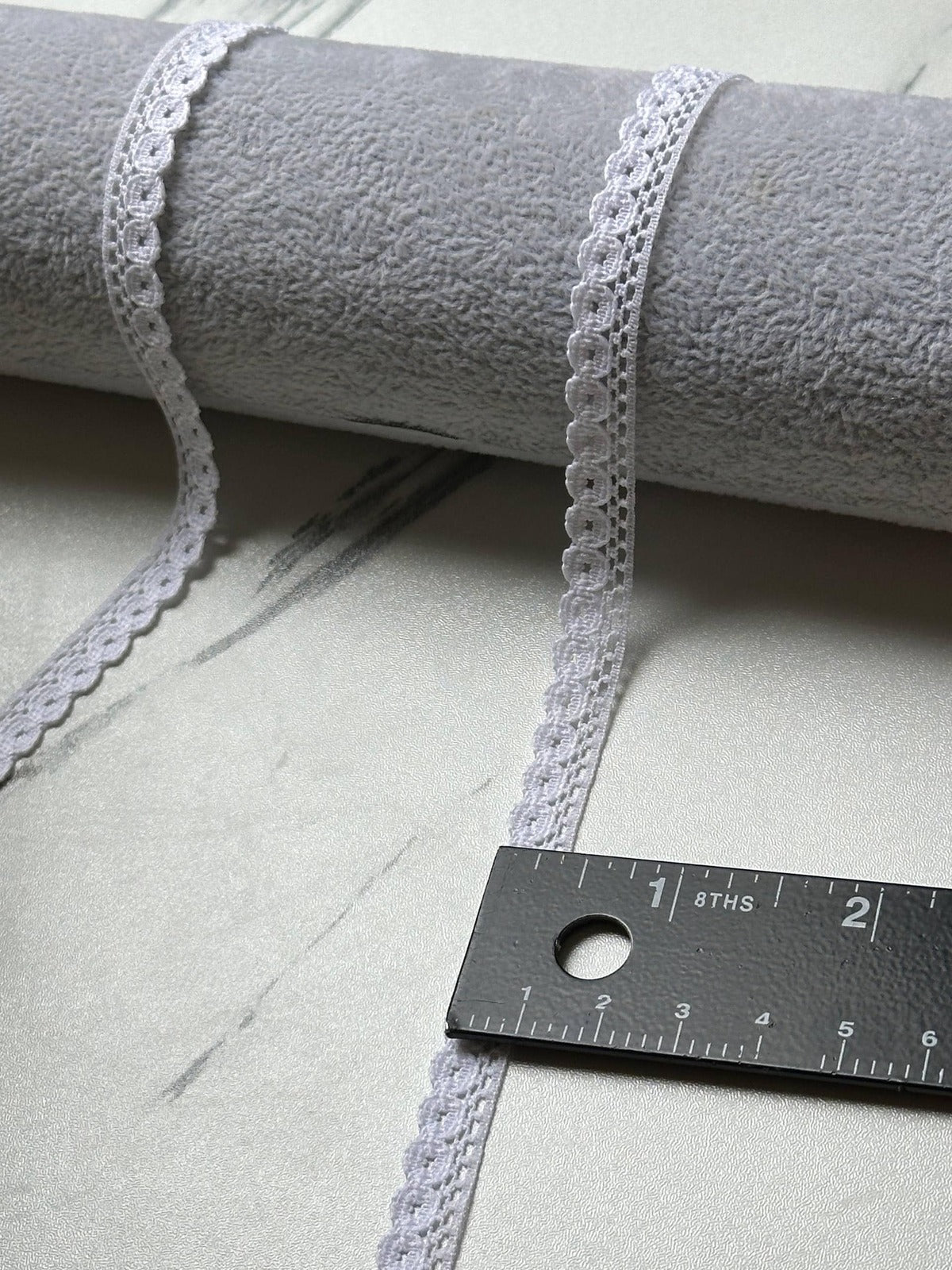 10yds Classic Pure White Delicate Circle Eyelet Non Stretch Lace Trim by Yard, Narrow Scalloped Ribbon for Crafts, 0.75", Retail Wholesale