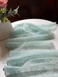 Mint Green Embroidered Tulle Lace Trim, Ultra Soft Sheer Mesh Ribbon, Coquette Craft Supply, 7", Retail Wholesale Bulk