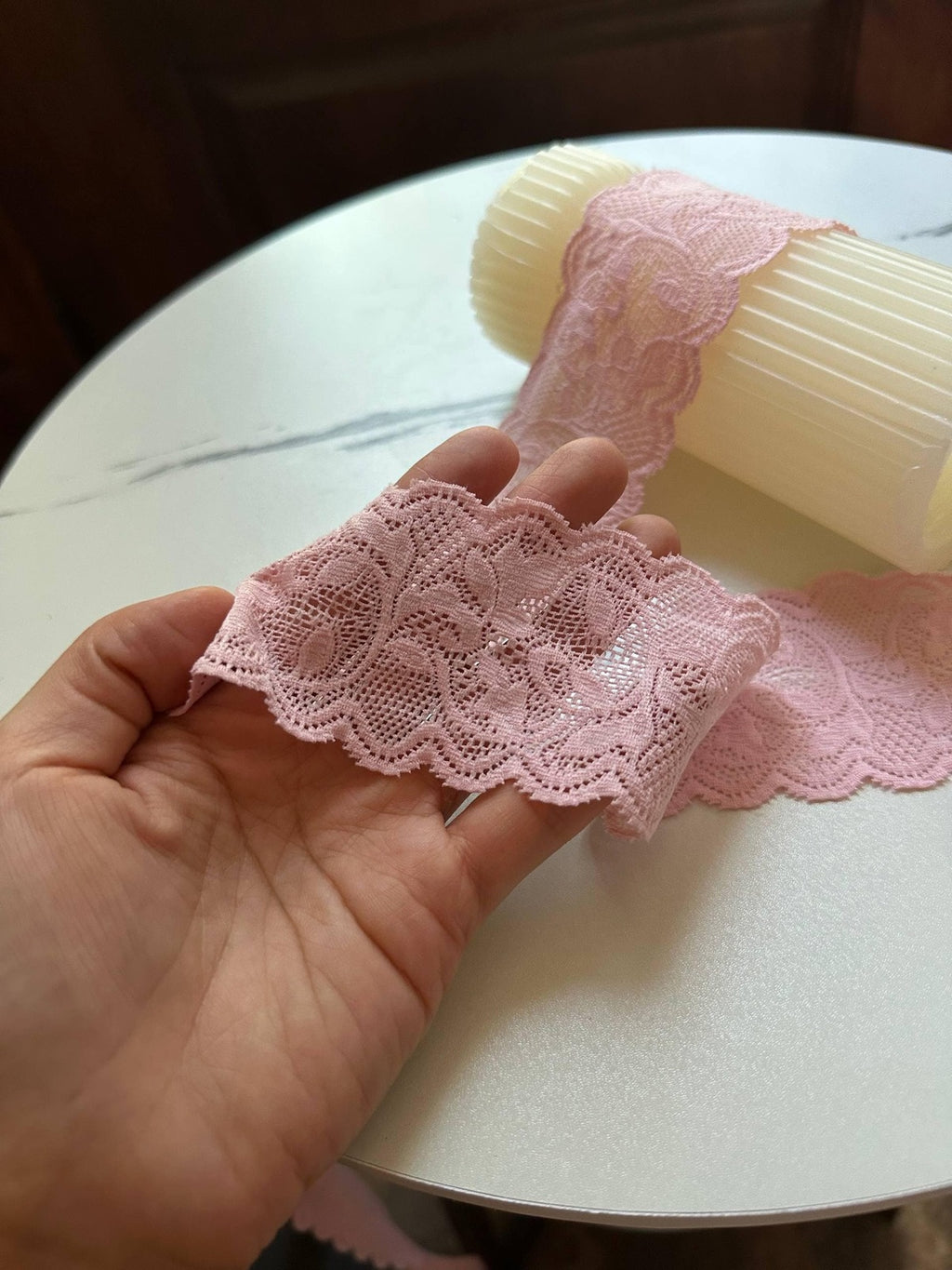 10yds  Light Baby Floral Stretch Elastic Lace Trim Symmetrical Double Scalloped Galloon Ribbon for Lingerie Crafts Sewing, 2"  Wholesale