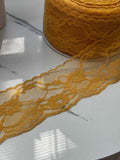 10Yds Non-Stretch 2.65" Mustard Gold Yellow Floral Scalloped Lace trim Wholesale