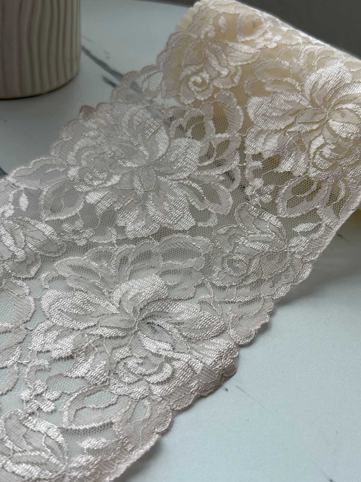 3Yds Non-Stretch 5.3" Beige Gold Shimmer Floral Mesh Lace Trim Wholesale