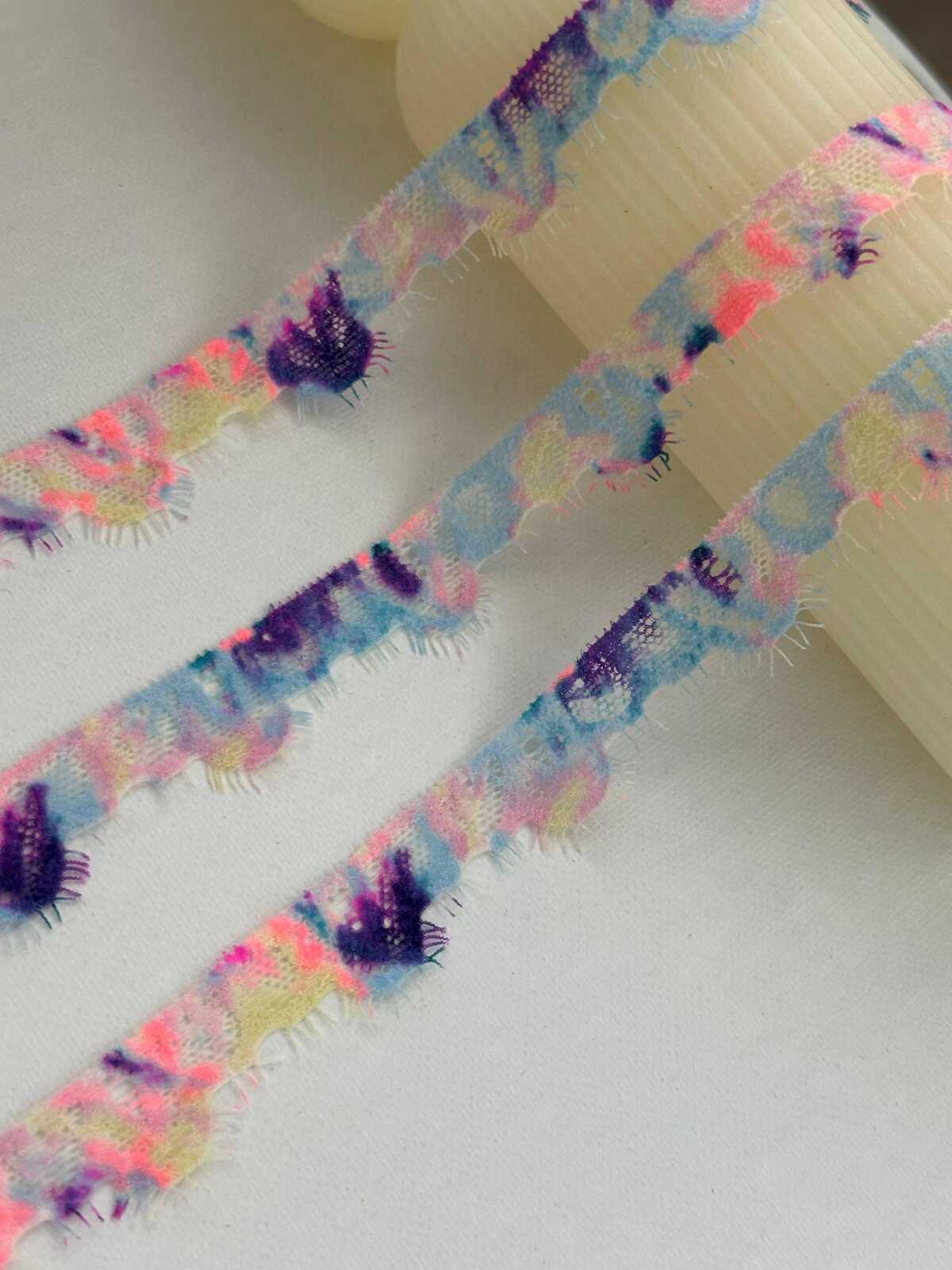 15Yds Stretch 0.7" Rainbow Eyelash Scalloped Stretch Lace Wholesale