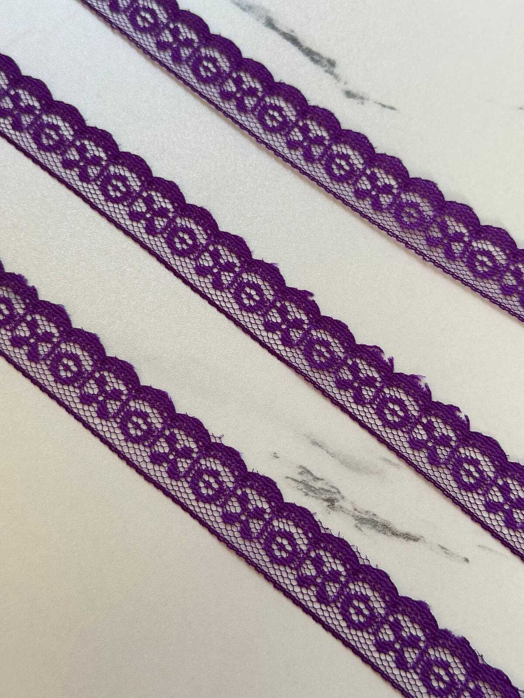 10yds 0.5" Purple Lace Trim Rigid Tulle Mesh Non Stretch Geometric Scalloped Edge Border Ribbon for Junk Journal Crafts Doll Sewing