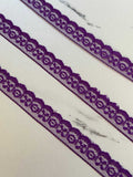 10yds 0.5" Purple Lace Trim Rigid Tulle Mesh Non Stretch Geometric Scalloped Edge Border Ribbon for Junk Journal Crafts Doll Sewing