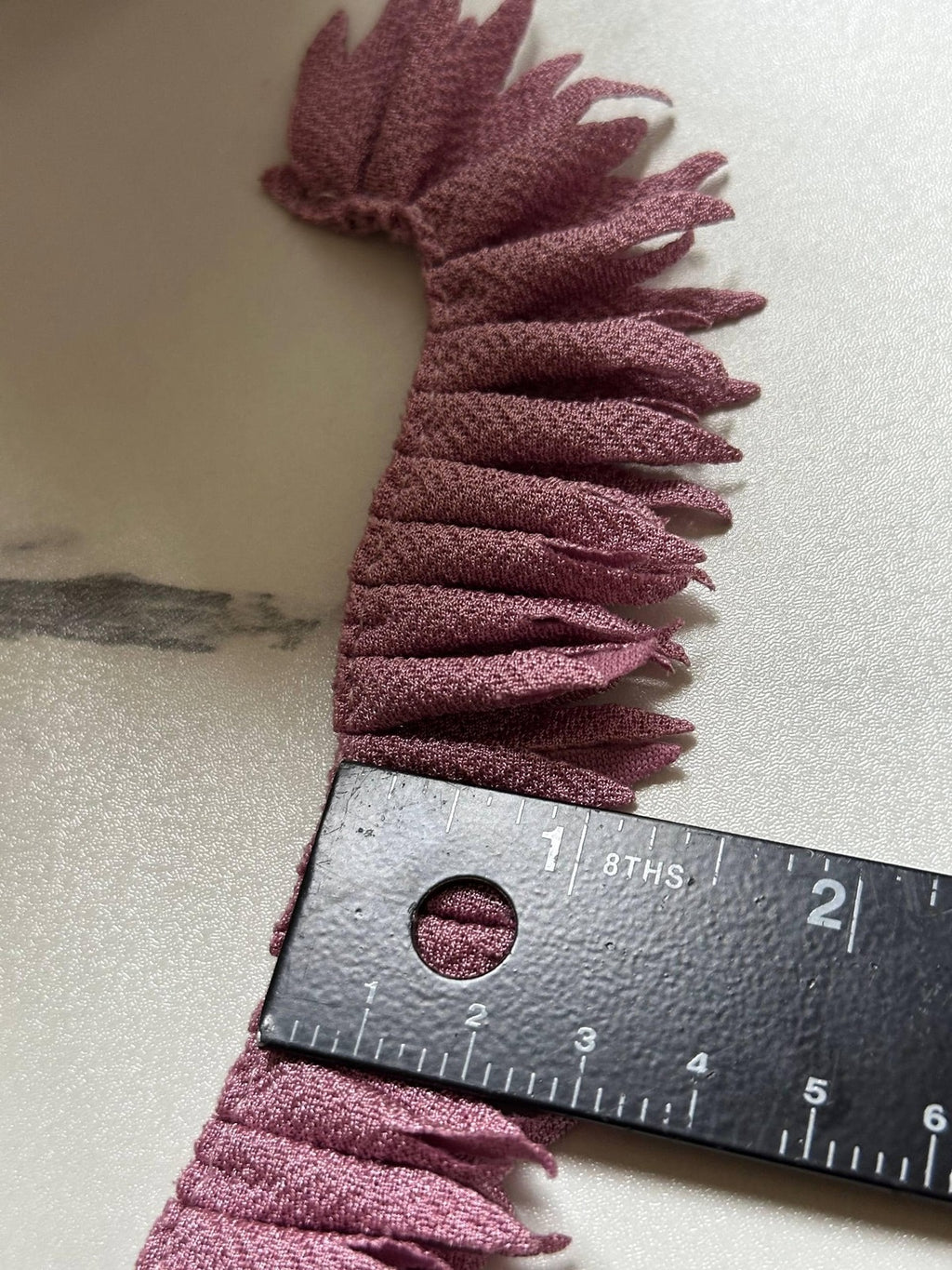 Dusty Mauve Pleated Fringe Trim by Yard, Pleated Ribbon, Soft Skin Friendly Coquette Craft Supply, 1", Retail Wholesale Bulk