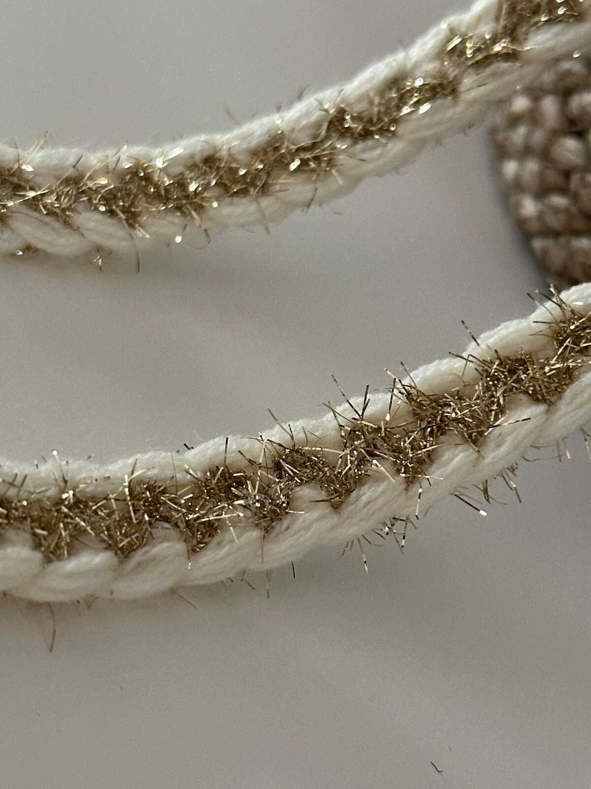 10yds Cream Gold Braided Trim, 0.5" Metallic Ribbon, Bulk Clearance Coquette Y2K Lace, Tweed Trim, DIY Sewing, Retail Wholesale