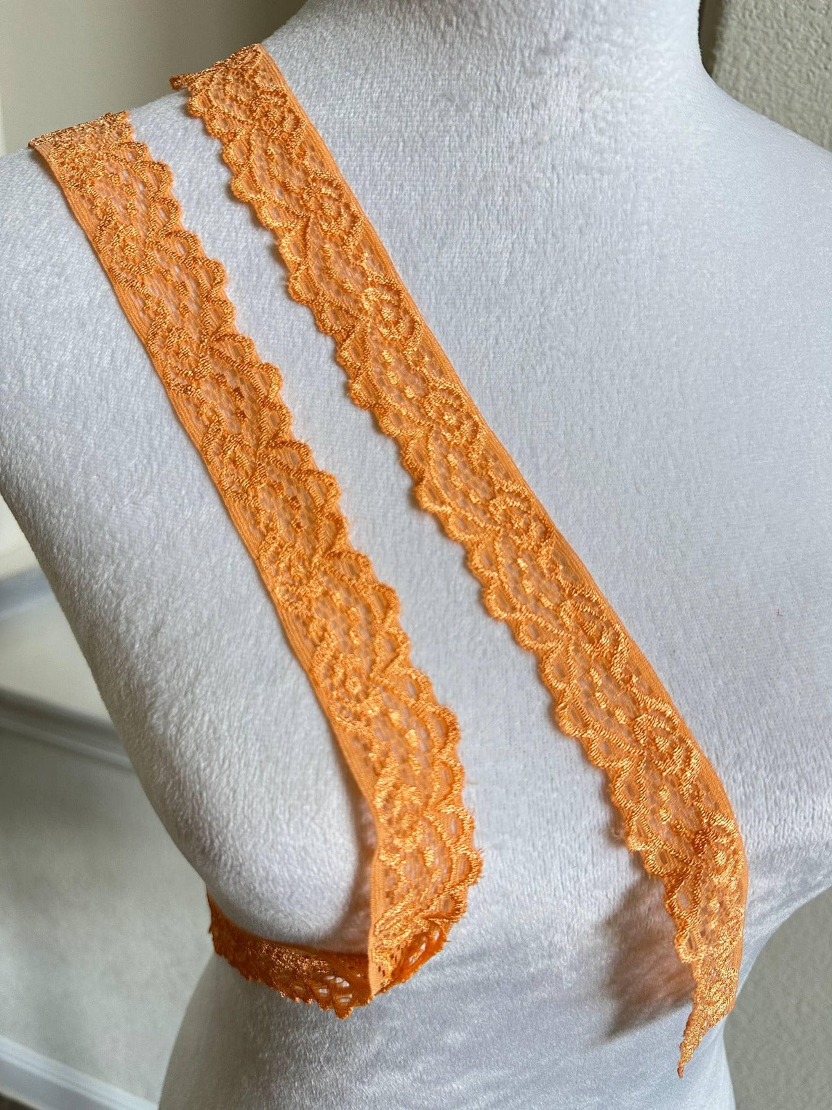 10yds  1" Apricot Orange Stretch Elastic Lace Trim Dainty Scalloped Edge Floral Ribbon for Lingerie Underwear Headbands Crafts Sewing