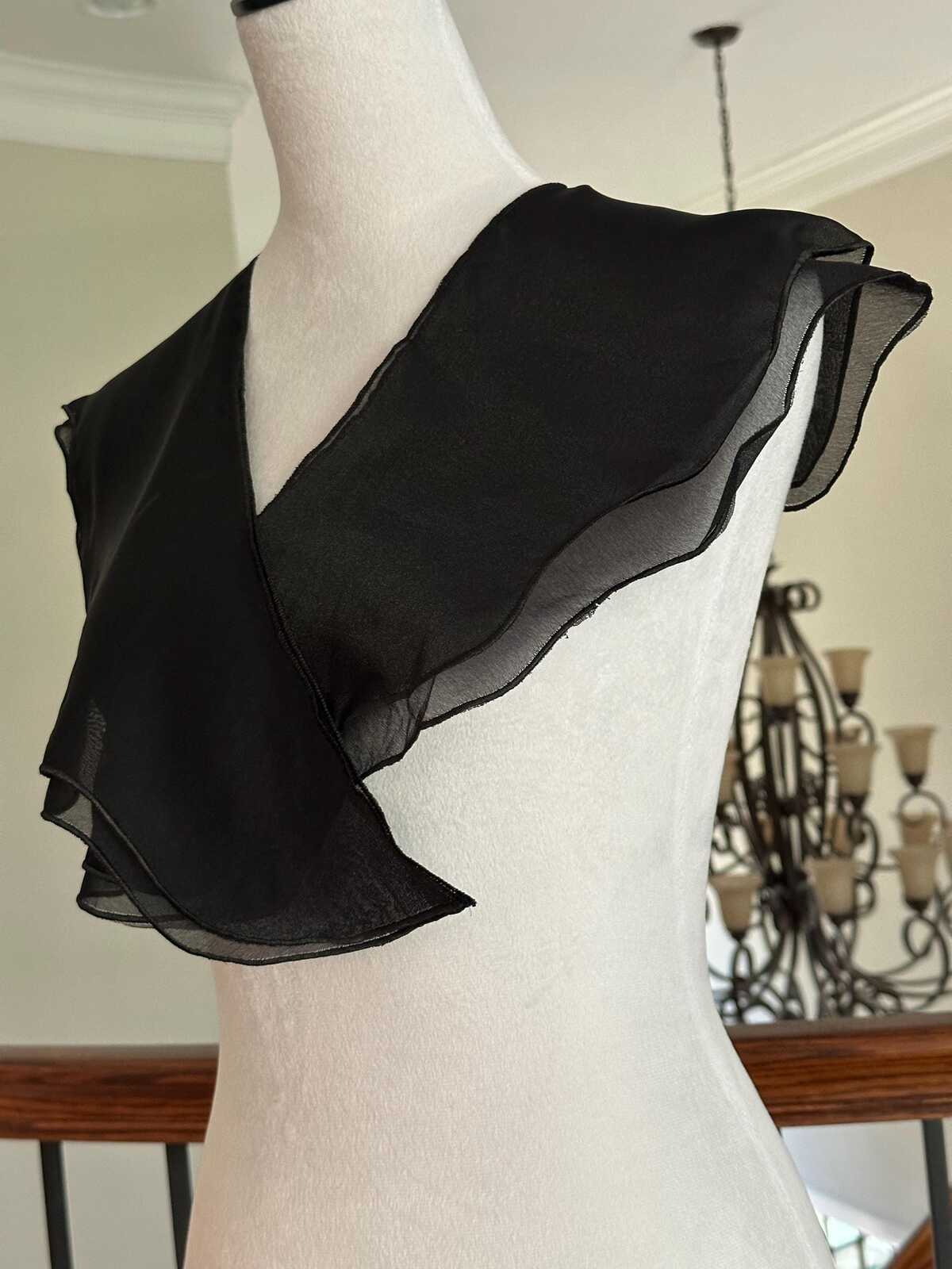 1Pc Black Chiffon Double Layer Ruffle Detachable Collar Shawl Wrap Wholesale
