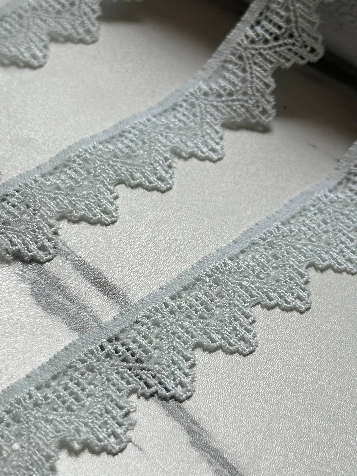 10yds Soft Pale Ice Blue Crown Scalloped Stretch Lace Trim by the Yard, Narrow Elastic Ribbon for Coquette Crafts, 0.85", Retail Wholesale