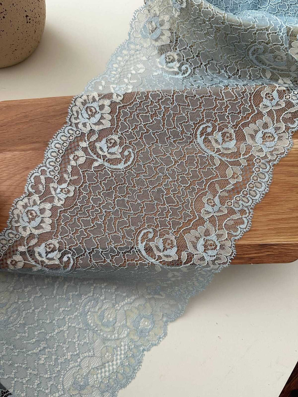 1Yard Japanese Lace, 6.5" Two-Tone Dust Blue Non-Stretch Chantilly Ribbon, Bulk Clearance Coquette Y2K Lace, Garment Trim, Retail Wholesale