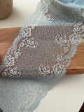 1Yard Japanese Lace, 6.5" Two-Tone Dust Blue Non-Stretch Chantilly Ribbon, Bulk Clearance Coquette Y2K Lace, Garment Trim, Retail Wholesale