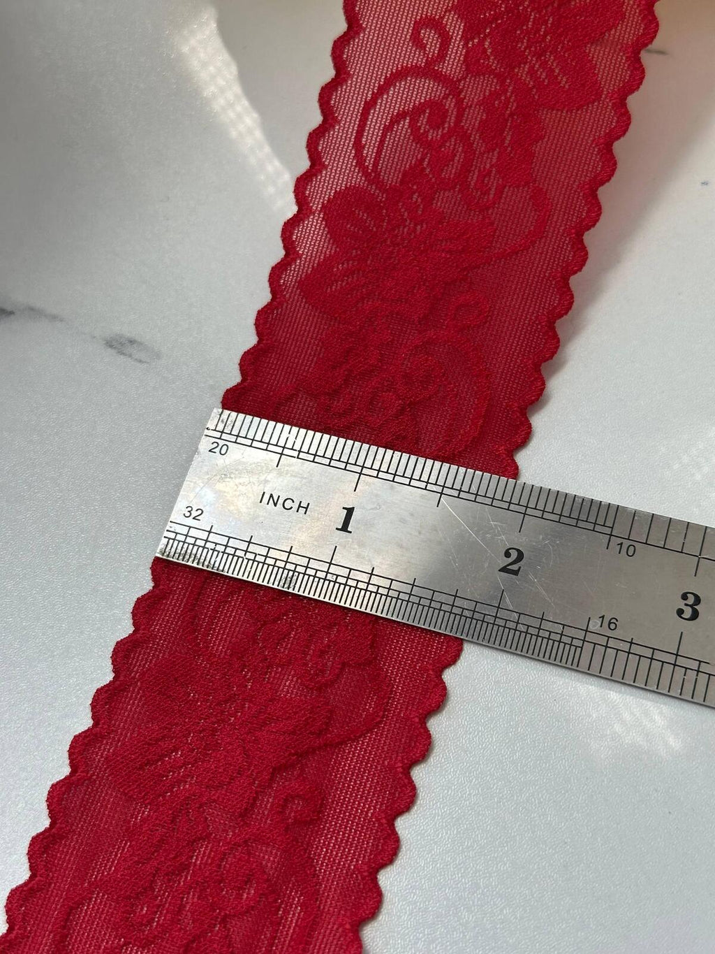 5Yds Stretch 1.9" Red Seamless Floral Lingerie Stretch Lace Trim Wholesale