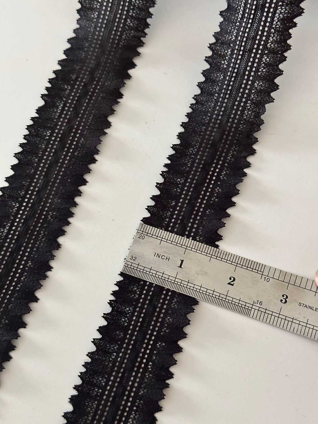 10yds Black Double Frill Stretch Lace, 1.5" Elastic Ribbon, Bulk Clearance Coquette Y2K Lace, Lingerie Lace, DIY Sewing, Retail Wholesale