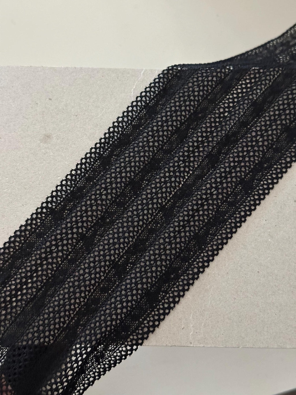 3Yds Stretch 3" Black Mesh Geometric Pattern Stretch Lace Trim, Wholesale