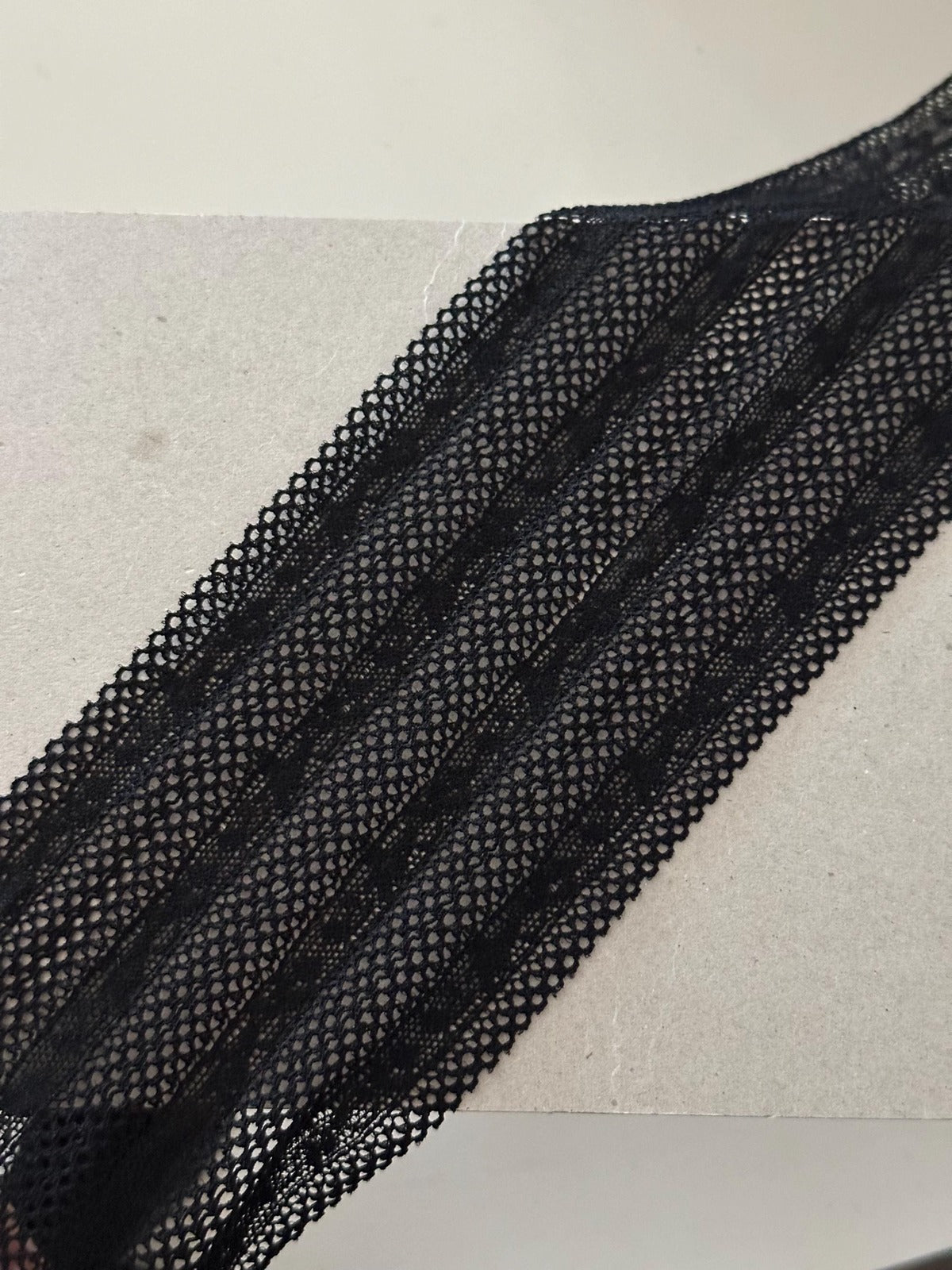 3Yds Stretch 3" Black Mesh Geometric Pattern Stretch Lace Trim, Wholesale