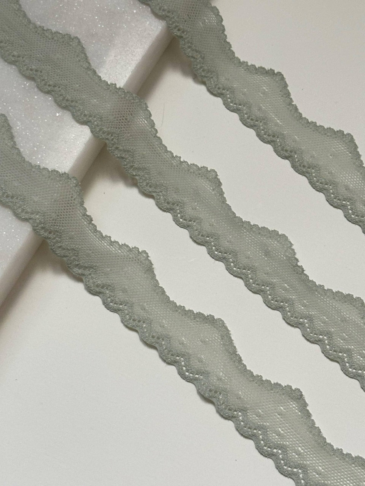 10yds  Sage Green Polka Dot Lace Trim, 0.9" Elastic Ribbon, Coquette Y2K Lace, Lingerie Lace, DIY Sewing Craft, Retail Wholesale