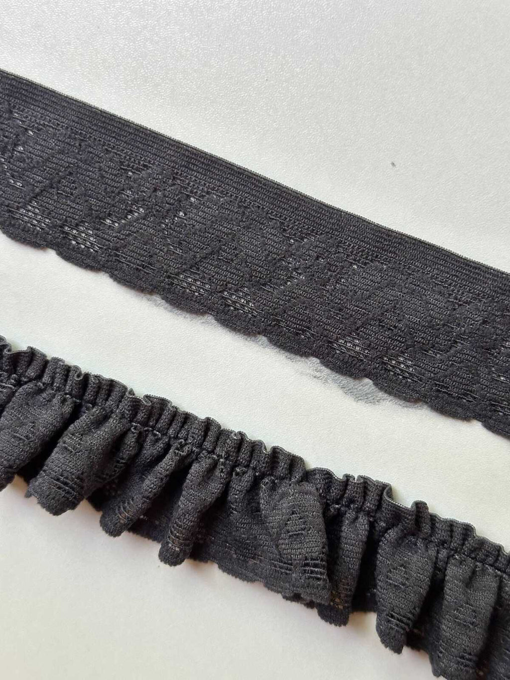 10yds  Classic Charcoal Gray Geometric Stretch Elastic Lace Trim   Narrow Ribbon Available Flat for Lingerie Crafts, 1"