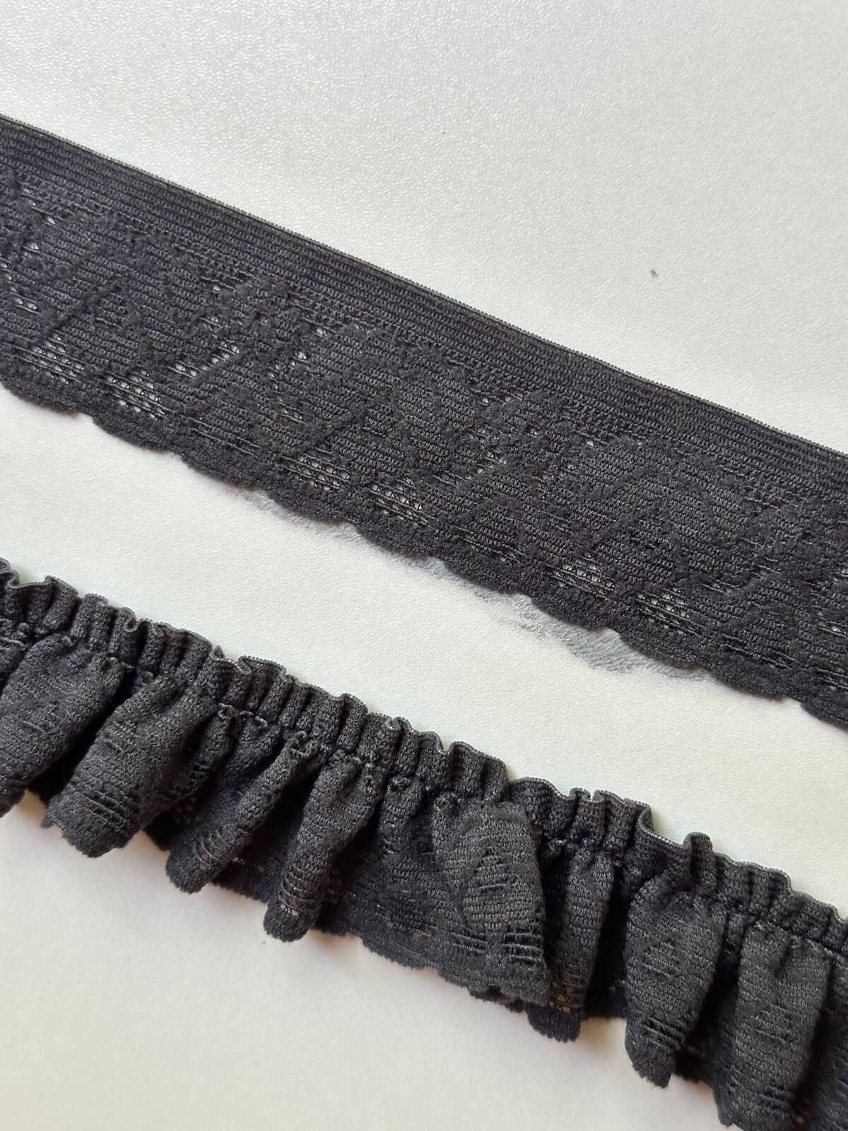 10yds  Classic Charcoal Gray Geometric Stretch Elastic Lace Trim   Narrow Ribbon Available Flat for Lingerie Crafts, 1"