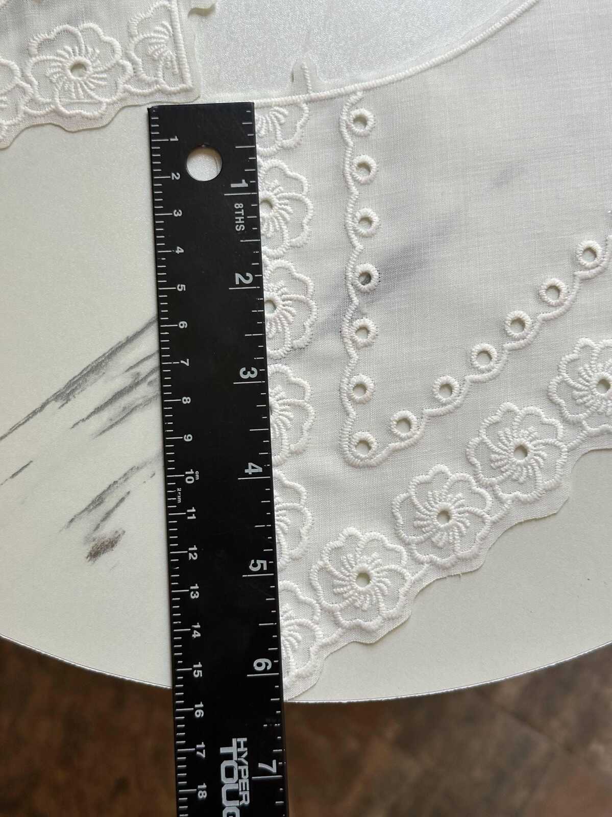 Off White Cotton Eyelet Embroidered Lace Collar Detachable Sailor Neckline Applique Statement Bodice Motif for Blouses Gowns, 6"