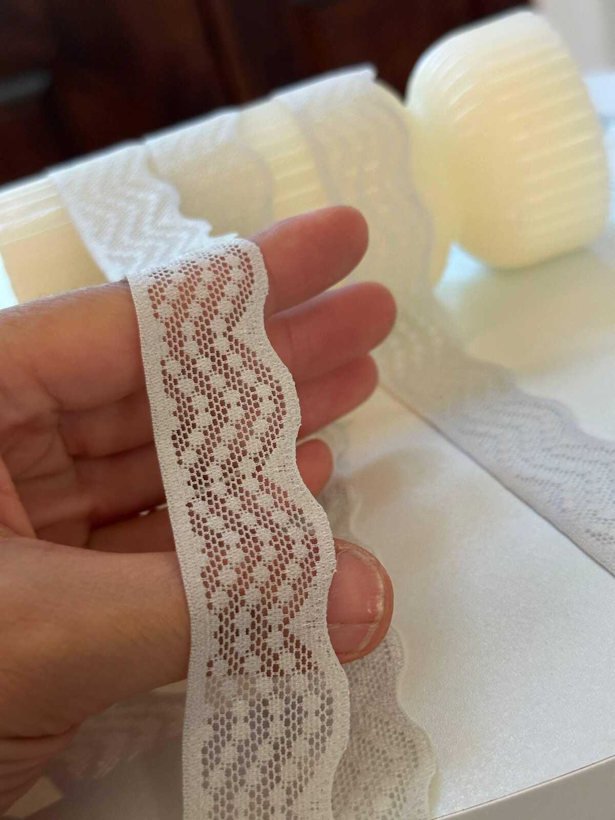 10yds  1" Very Pale Gray Stretch Elastic Lace Trim Dainty Scalloped Edge Swiss Dot Ribbon for Lingerie Underwear  Wholesale Crafts Sewing
