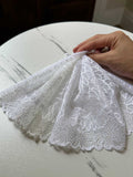 7.25" White Stretch Lace Trim Wide Bridal Floral Elastic Galloon Scalloped Edge Lace for Lingerie Underwear Wedding Garment Sewing