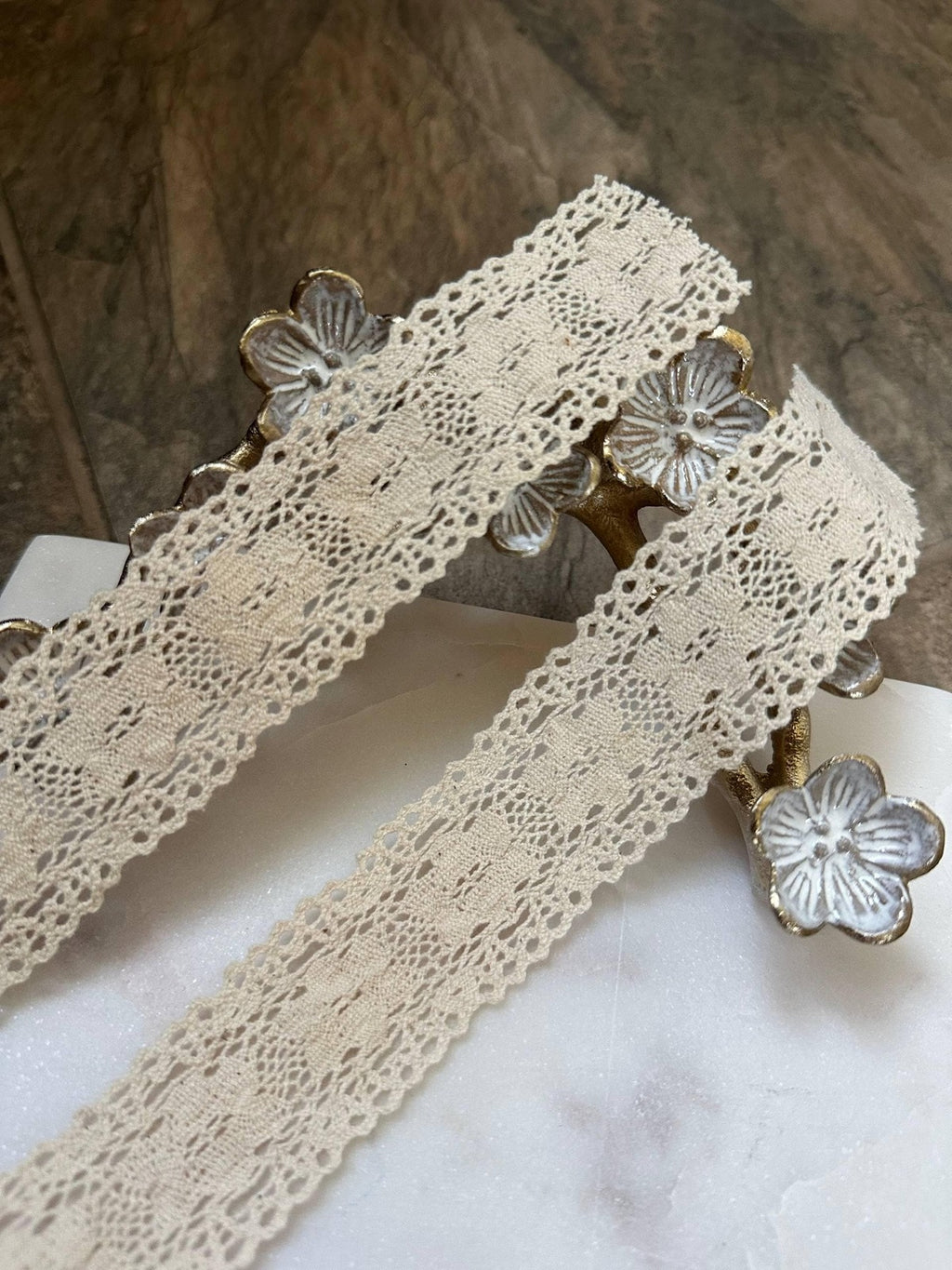 Soft Natural Beige Beige Cotton Crochet Geometric Lace Trim by the Yard, Scalloped Cotton Ribbon for Crafts, 1.35", Retail Wholesale Bulk