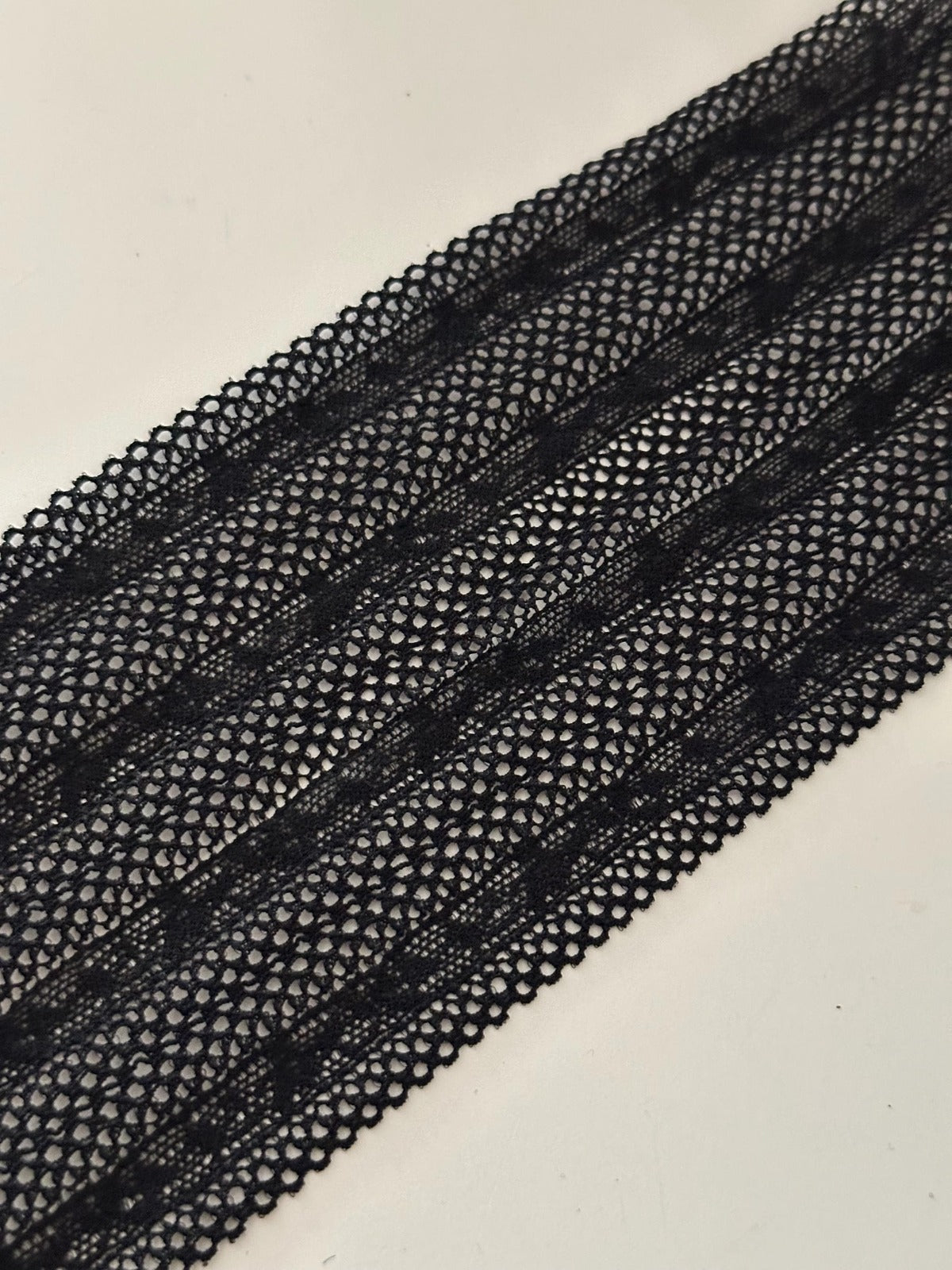 3Yds Stretch 3" Black Mesh Geometric Pattern Stretch Lace Trim, Wholesale