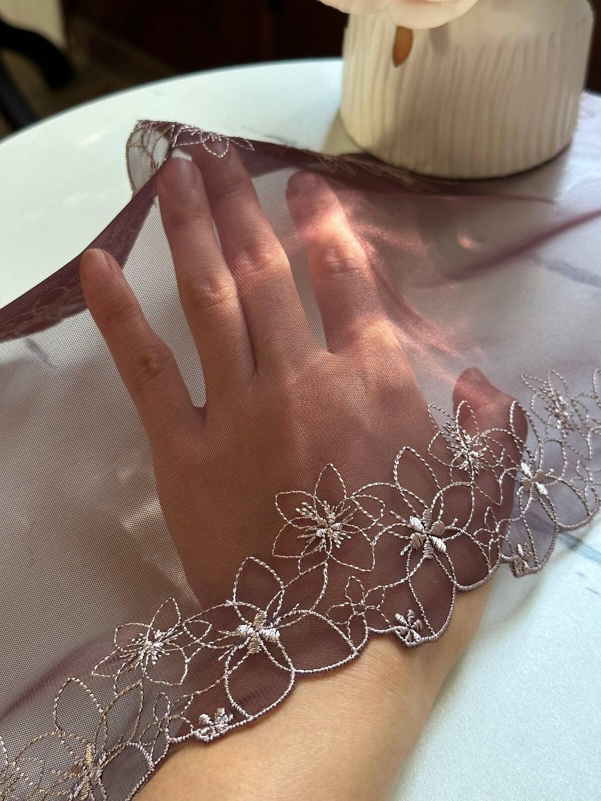 Tea Brown Mesh Lace Trim, 8" Embroidered Ribbon, Bulk Coquette Y2K Lace, Lingerie Lace, DIY Sewing Craft, Retail Wholesale