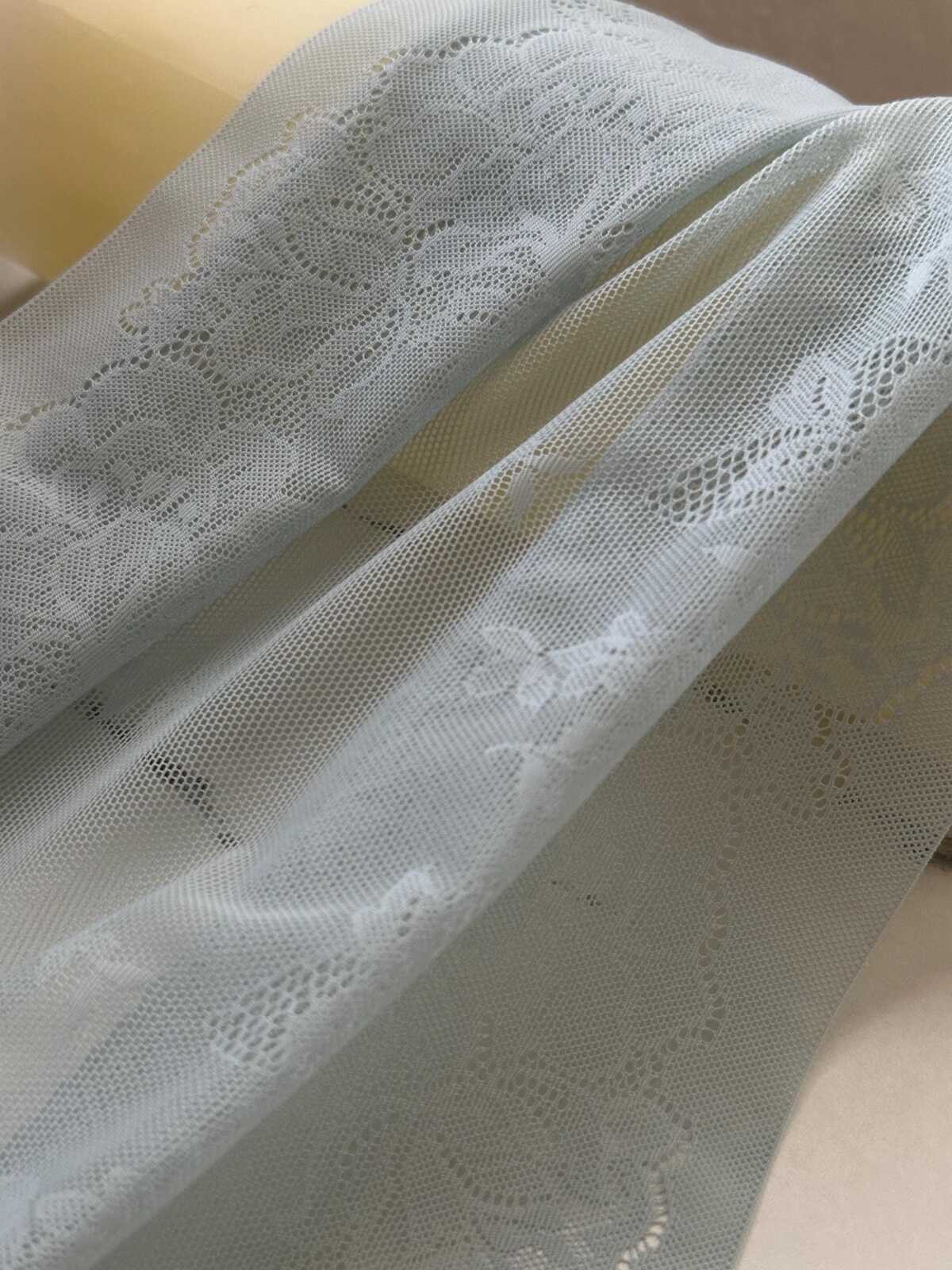 1Yd Stretch 12" Sage Seafoam Green Ultra Wide Floral Stretch Lace Wholesale