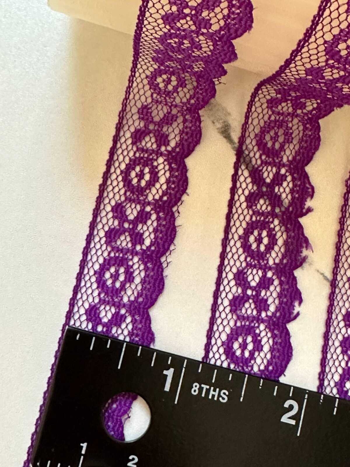 10yds 0.5" Purple Lace Trim Rigid Tulle Mesh Non Stretch Geometric Scalloped Edge Border Ribbon for Junk Journal Crafts Doll Sewing