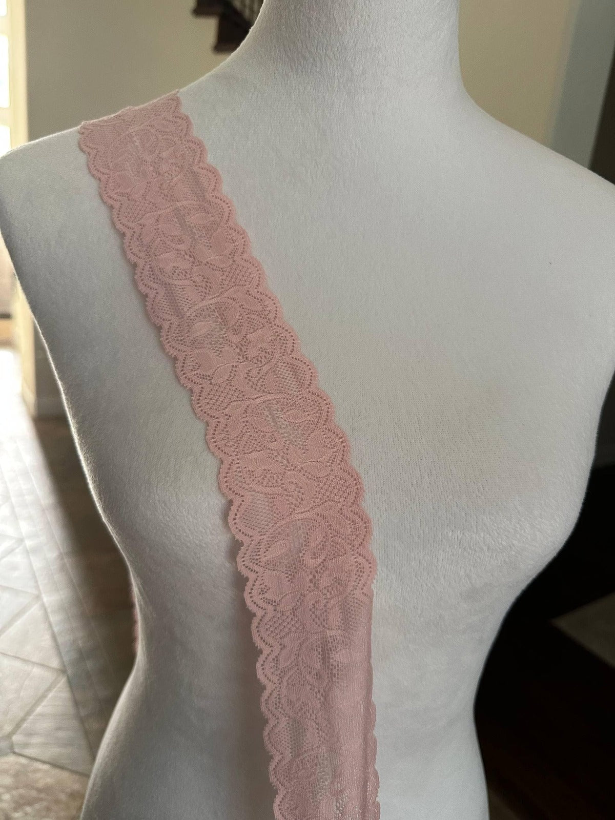 10yds  Light Baby Floral Stretch Elastic Lace Trim Symmetrical Double Scalloped Galloon Ribbon for Lingerie Crafts Sewing, 2"  Wholesale