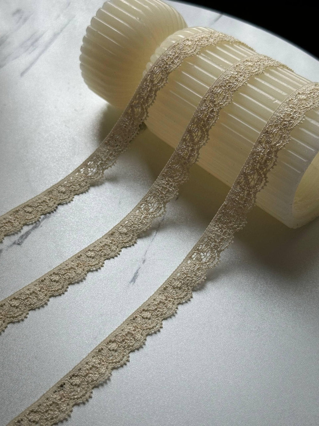 10yds Beige Stretch Lace Trim, 0.5" Elastic Ribbon, Bulk Clearance Coquette Y2K Lace, Lingerie Lace, DIY Sewing, Retail Wholesale