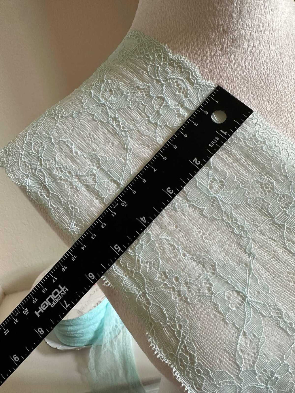5.5" Wide Mint Floral Lace Trim, Dress-Spec Soft Stretch Lace by the Yard, Authentic Garment Lace for Lolita Skirts, Coquette Doll Dress