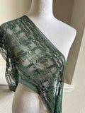 Two Tone Forest Green English Alphabet Letters Embroidered Mesh Lace Trim Single Scalloped Tulle Ribbon for Lingerie Gowns Crafts, 7.8"